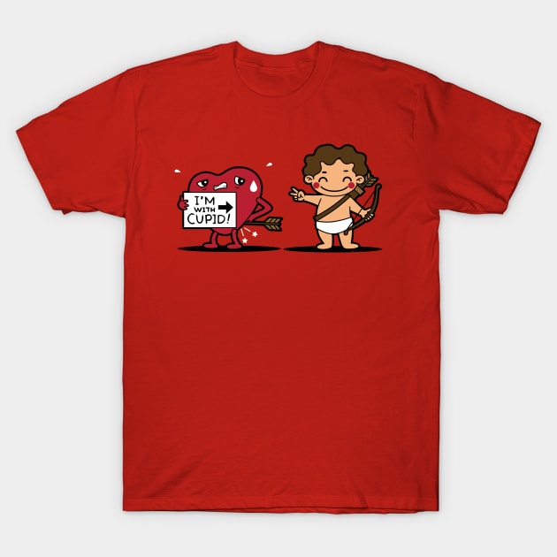 Funny Cute Kawaii Cupid Heart Valentine Relationship Cartoon T-Shirt by BoggsNicolas